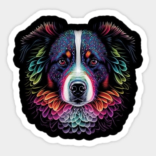 Border Collie Watercolor Painting Portrait Art Sticker